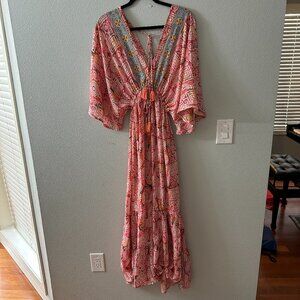 Zury Silk Viscose Free Size Maxi Dress Boho Festival Kaftan